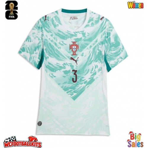 Portugal Ruben Dias #3 Replica Away Stadium Shirt for Women World Cup 2026 Short Sleeve